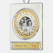 50e bruiloft Golden Jubileum foto template Verzilverd Banner Ornament (Links)