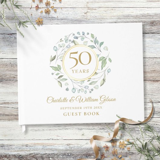 50e bruiloft Golden Jubileum Greenery Garland Gastenboek