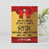 50E BRUILOFT GOUDEN AANGEPASTE ELEGANTE UITNODIGIN KAART (Staand voorkant)