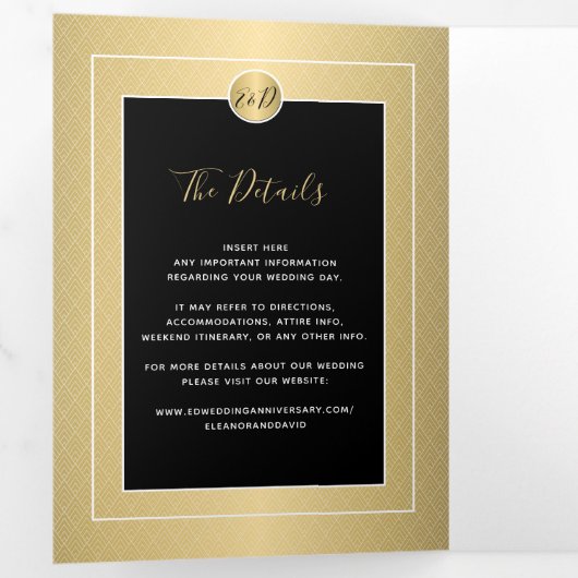 50e bruiloft gouden jubileum foto QR RSVP Drieluik Aankondiging (Binnenzijde eerst)