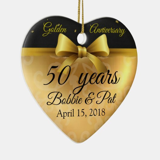 50e bruiloft gouden Jubileum hart foto Ornament (Rechts)