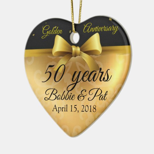 50e bruiloft gouden Jubileum hart foto Ornament (Links)