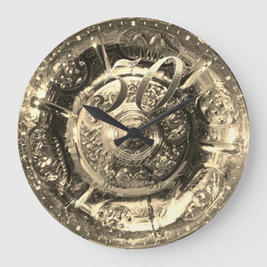 50e bruiloft Jubileum 1970 2020 Faux Gold Grote Klok (Voorkant)