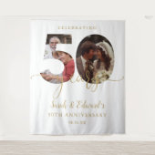 50e bruiloft Jubileum 2 foto achtergrond Wandkleed (Voorkant)