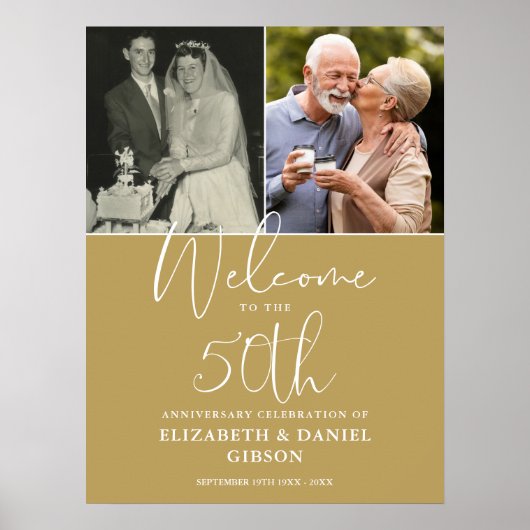 50e bruiloft Jubileum 2 foto welkom teken Poster (Voorkant)
