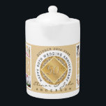 50e bruiloft Jubileum 6 Foto's Teapot Theepot<br><div class="desc">Wat een mooie,  zinvolle en betaalbare manier om hun verjaardag te herdenken met een aangepast fototheepot! Neem contact met me op mijn homepage,  ik ben hier om je te helpen die speciale gave aan te passen,  en ik ben blij dat te doen!</div>