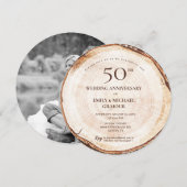 50e bruiloft Jubileum aangepaste foto rustiek hout Kaart (Voorkant / Achterkant)