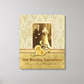50e bruiloft Jubileum Antiek Damask Gold Canvas Afdruk (Voorkant)