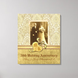 50e bruiloft Jubileum Antiek Damask Gold Canvas Afdruk