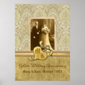 50e bruiloft Jubileum Antiek Damask Gold Poster (Voorkant)
