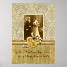50e bruiloft Jubileum Antiek Damask Gold