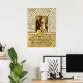 50e bruiloft Jubileum Antiek Damask Gold Poster (Thuiskantoor)