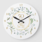 50e bruiloft Jubileum Bloemen groen Grote Klok (Voorkant)