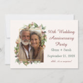 50e bruiloft Jubileum Boho Bloemenboog Foto Save The Date (Voorkant)