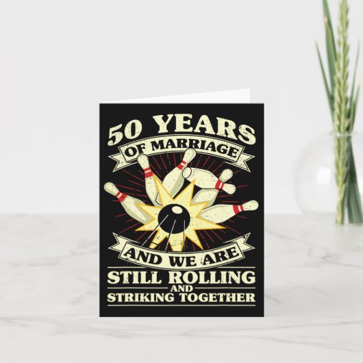 50e bruiloft Jubileum Bowling Getrouwd Vrouw Echtg Kaart (Voorkant)