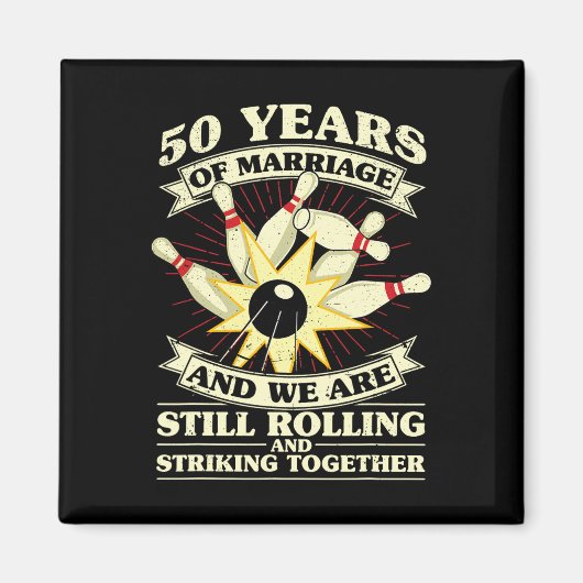 50e bruiloft Jubileum Bowling Getrouwd Vrouw Echtg Magneet (Voorkant)