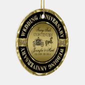 50e bruiloft Jubileum-bruiloft Paard en vervoer Keramisch Ornament (Rechts)