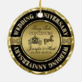 50e bruiloft Jubileum-bruiloft Paard en vervoer Keramisch Ornament (Achterkant)