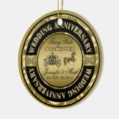 50e bruiloft Jubileum-bruiloft Paard en vervoer Keramisch Ornament (Links)