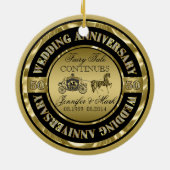50e bruiloft Jubileum-bruiloft Paard en vervoer Keramisch Ornament (Achterkant)