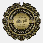 50e bruiloft Jubileum-bruiloft Paard en vervoer Ornament Kaart (Achterkant)