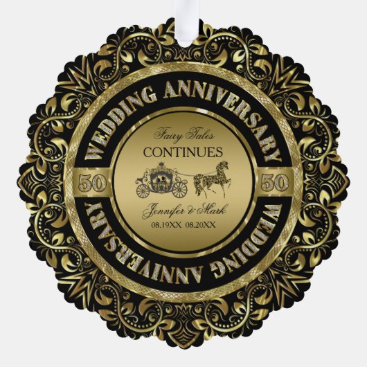 50e bruiloft Jubileum-bruiloft Paard en vervoer Ornament Kaart (Achterkant)