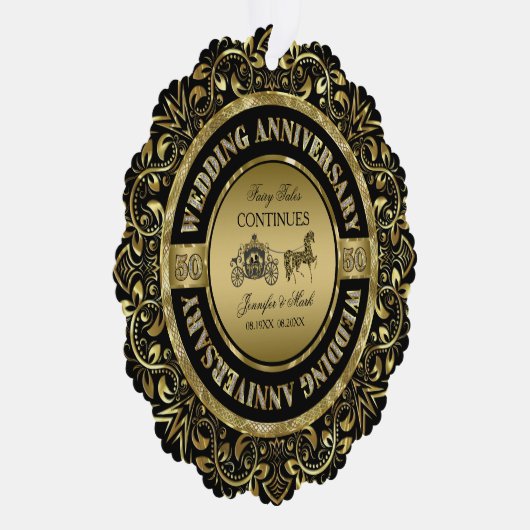 50e bruiloft Jubileum-bruiloft Paard en vervoer Ornament Kaart (Rechts)