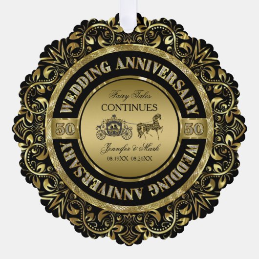 50e bruiloft Jubileum-bruiloft Paard en vervoer Ornament Kaart (Voorkant)