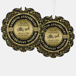 50e bruiloft Jubileum-bruiloft Paard en vervoer Ornament Kaart