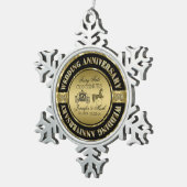 50e bruiloft Jubileum-bruiloft Paard en vervoer Tin Sneeuwvlok Ornament (Rechts)