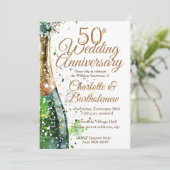 50e bruiloft Jubileum bubbelfles Kaart (Staand voorkant)