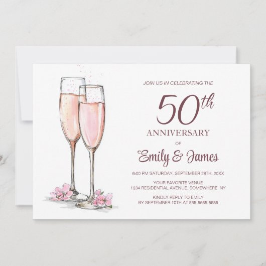 50e bruiloft Jubileum Champagne Kaart (Voorkant)