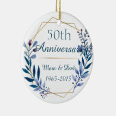 50e bruiloft Jubileum Classic Bloemen Keramisch Ornament (Rechts)