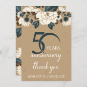 50e bruiloft Jubileum Dank u Floral Bedankkaart (Voorkant / Achterkant)