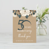 50e bruiloft Jubileum Dank u Floral Bedankkaart (Staand voorkant)