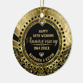 50e bruiloft Jubileum diamanten & gouden damast Keramisch Ornament (Links)