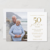 50e bruiloft Jubileum Elegant 50 Gold Foto Kaart (Voorkant)