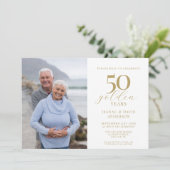 50e bruiloft Jubileum Elegant 50 Gold Foto Kaart (Staand voorkant)
