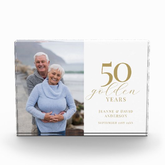 50e bruiloft Jubileum Elegant 50 Golden Years Fotoblokken (Voorkant)