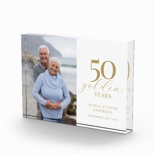 50e bruiloft Jubileum Elegant 50 Golden Years Fotoblokken (Rechts)