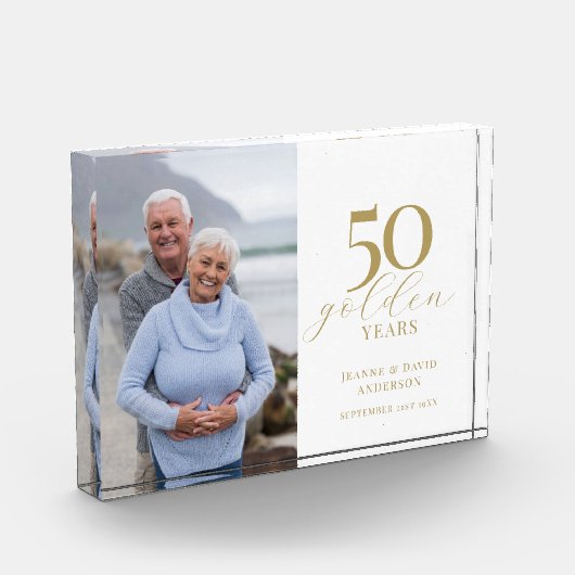 50e bruiloft Jubileum Elegant 50 Golden Years Fotoblokken (Links)