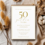 50e bruiloft Jubileum Elegant 50 Golden Years Kaart<br><div class="desc">Toast op 50 jaar liefde met onze aangepaste 70e huwelijksverjaardag uitnodigingen! Elegant script in gouden tinten voegt een vleugje luxe toe aan uw viering. Proost op blijvende liefde!</div>