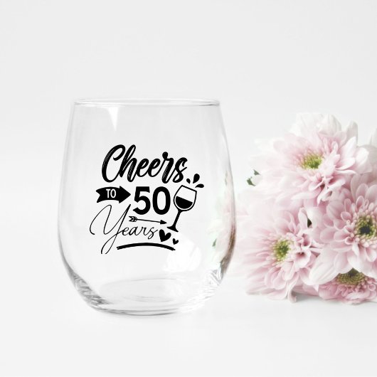 50e bruiloft Jubileum Elegant Celebration Wijnglas Zonder Voet