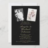 50e bruiloft Jubileum Elegant Chic Zwart Goud Kaart (Voorkant)