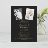 50e bruiloft Jubileum Elegant Chic Zwart Goud Kaart (Staand voorkant)