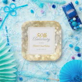 50e bruiloft Jubileum Elegant Gold Bokeh Papieren Bordje (Feest)