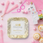 50e bruiloft Jubileum Elegant Gold Bokeh Papieren Bordje (Feest)