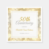 50e bruiloft Jubileum Elegant Gold Bokeh Servet (Voorkant)