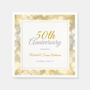 50e bruiloft Jubileum Elegant Gold Bokeh Servet