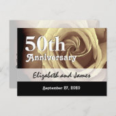 50e bruiloft Jubileum Elegant Goud Roos A016 Aankondigingskaart (Voorkant / Achterkant)